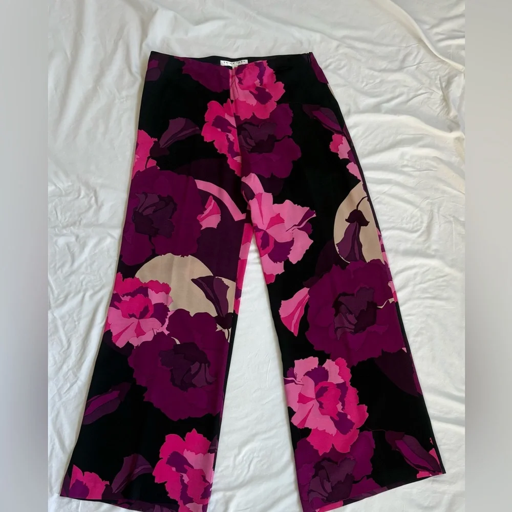 Trina Turk- Floral Wide-Leg Pants in Pink and Purple